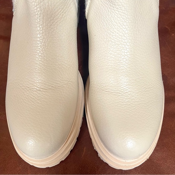 Anthropology Chelsea Leather Boots With Knit Design Detail Cream Color - Picture 6 of 9